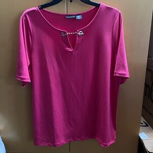 Tahari Short Sleeve Pink Blouse Size XL